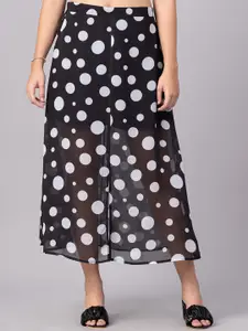 DressBerry Women Black & White Printed A-Line Midi Skirt