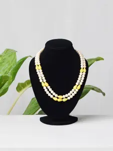 Unnati Silks White & Yellow Layered Necklace