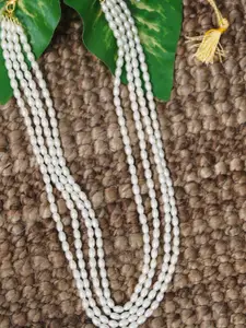 Unnati Silks White Layered Necklace