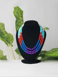 Unnati Silks Blue & Violet Gold-Plated Layered Necklace
