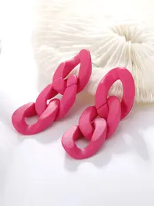 Unwind by Yellow Chimes Pink Contemporary Chain Designed Earrings