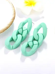 Unwind by Yellow Chimes Green Contemporary Drop Earrings