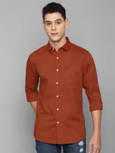 Allen Solly Men Red Solid Cotton Slim Fit Casual Shirt