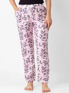 NOIRA Pink Printed Cotton Lounge Pant