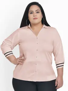 wild U Plus Size Women Pink Standard Formal Shirt