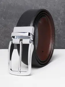 Teakwood Leathers Men Black Textured Leather Formal Belt