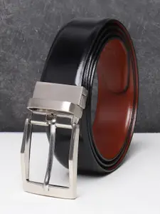 Teakwood Leathers Men Black Reversible Leather Formal Belt