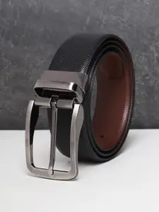 Teakwood Leathers Men Black Textured Leather Formal Belt