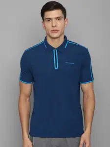 Louis Philippe Men Navy Blue Polo Collar T-shirt