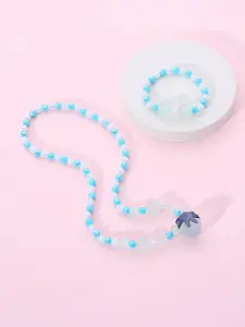 EL REGALO Girls Blue Beaded Necklace Bracelet Jewellery Set