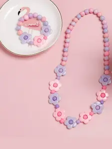 EL REGALO Girls Purple & Pink Necklace Bracelet Combo Set