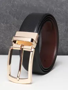 Teakwood Leathers Men Black Textured Leather Formal Belt