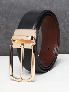 Teakwood Leathers Men Black Textured Leather Formal Belt
