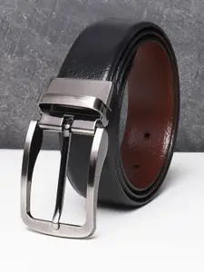 Teakwood Leathers Men Black Textured Leather Formal Belt