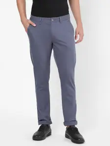 AD By Arvind Men Blue Modern Slim Fit Flat Front Chinos