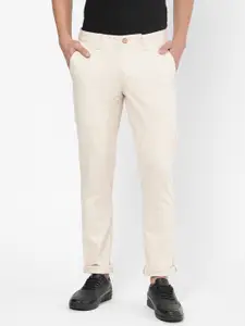 AD By Arvind Men Off White Modern Slim Fit Mid Rise Chinos