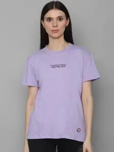 Allen Solly Woman Women Purple Printed 100% Cotton ??????? T-shirt