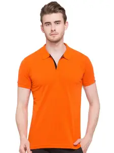 Status Quo Men Yellow Polo Collar Cotton T-shirt