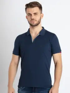 Status Quo Men Grey Polo Collar T-shirt