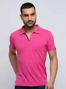 Status Quo Men Pink Polo Collar T-shirt