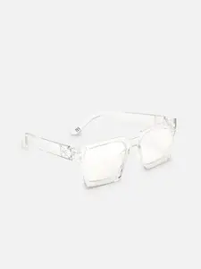 FOREVER 21 Women Clear Lens & White Square Sunglasses