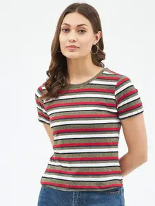 Harpa Women Red & White Striped T-shirt