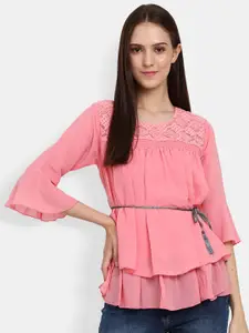 V-MartWomens Pink Tiered Top