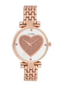 FLUID Women White Dial & Rose Gold Toned Straps Analogue Watch-FL-005-RG01-Rose