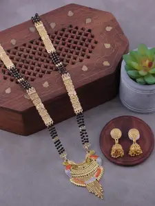 Brandsoon Gold-Plated Long Mangalsutra & Earring Set
