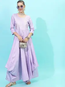 Vishudh Women Mauve Self-Design Dress