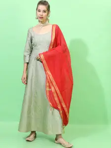 Vishudh Women Green Ethnic Maxi Dress