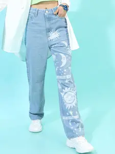 Tokyo Talkies Women Blue Straight Fit Printed Jeans