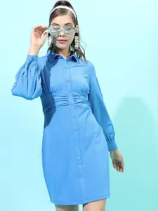 Tokyo Talkies Women Blue Shirt Midi Dress