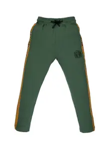Status Quo Boys Green Solid Regular Cotton Track Pant