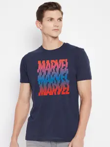 Kook N Keech Marvel Men Navy Blue Typography Printed T-shirt