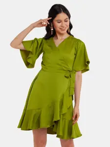 Zink London Women Green Solid Short Dress