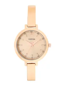 Sandy D Carter Women Rose Gold-Toned Brass Dial & Rose Gold Toned Bracelet Style Straps Analogue Watch