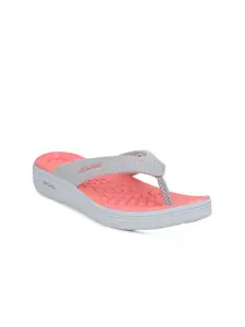 Campus Women Grey & Orange Thong Flip-Flops