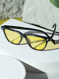 Jazz and Sizzle Women Yellow Lens & Black Cateye Sunglasses with UV Protected Lens