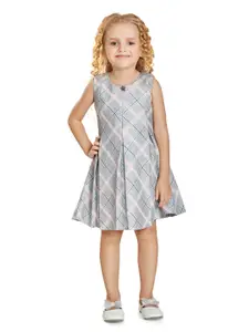 Peppermint Peach & Grey Checked Chiffon Dress