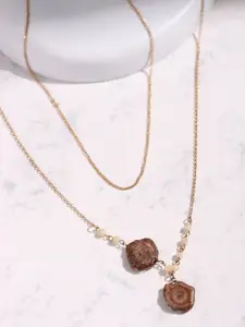 DEEBACO Rose Gold & Brown Rose Gold-Plated Necklace