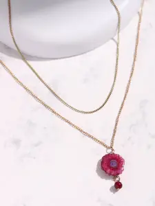 DEEBACO Rose Gold & Pink Rose Gold-Plated Necklace