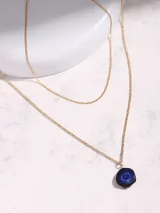 DEEBACO Rose Gold & Blue Rose Gold-Plated Layered Necklace