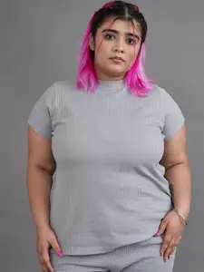 SPIRIT ANIMAL Women Plus Size Grey Solid Lounge T-Shirt