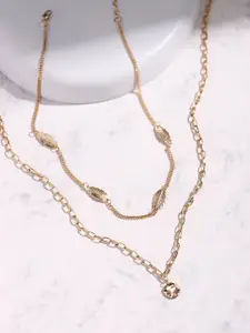DEEBACO Gold-Toned Rose Gold-Plated Layered Necklace