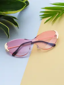 Ted Smith Women Pink Lens & Gold-Toned Cateye Sunglasses with UV Protected Lens