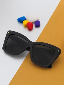 Ted Smith Women Grey Lens & Black Wayfarer Sunglasses with UV Protected Lens