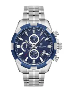 Daniel Klein Men Silver-Toned Printed Dial & Silver Toned Stainless Steel Bracelet Style Straps Analogue Watch