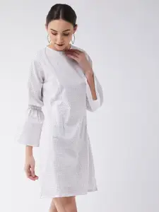 Miss Chase White Geometric Cotton A-Line Dress