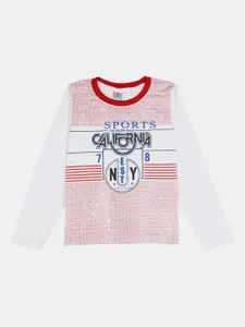 V-Mart Boys White & Blue Printed T-shirt with Trousers